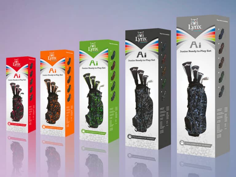 the Lynx Junior Ai, Blue, Red, Orange, Green, Black and Silver package sets, with them getting larger.