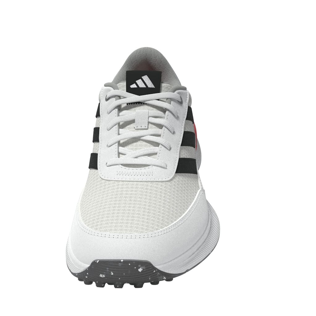 front view of a White, black and red adidas S2G junior golf shoe