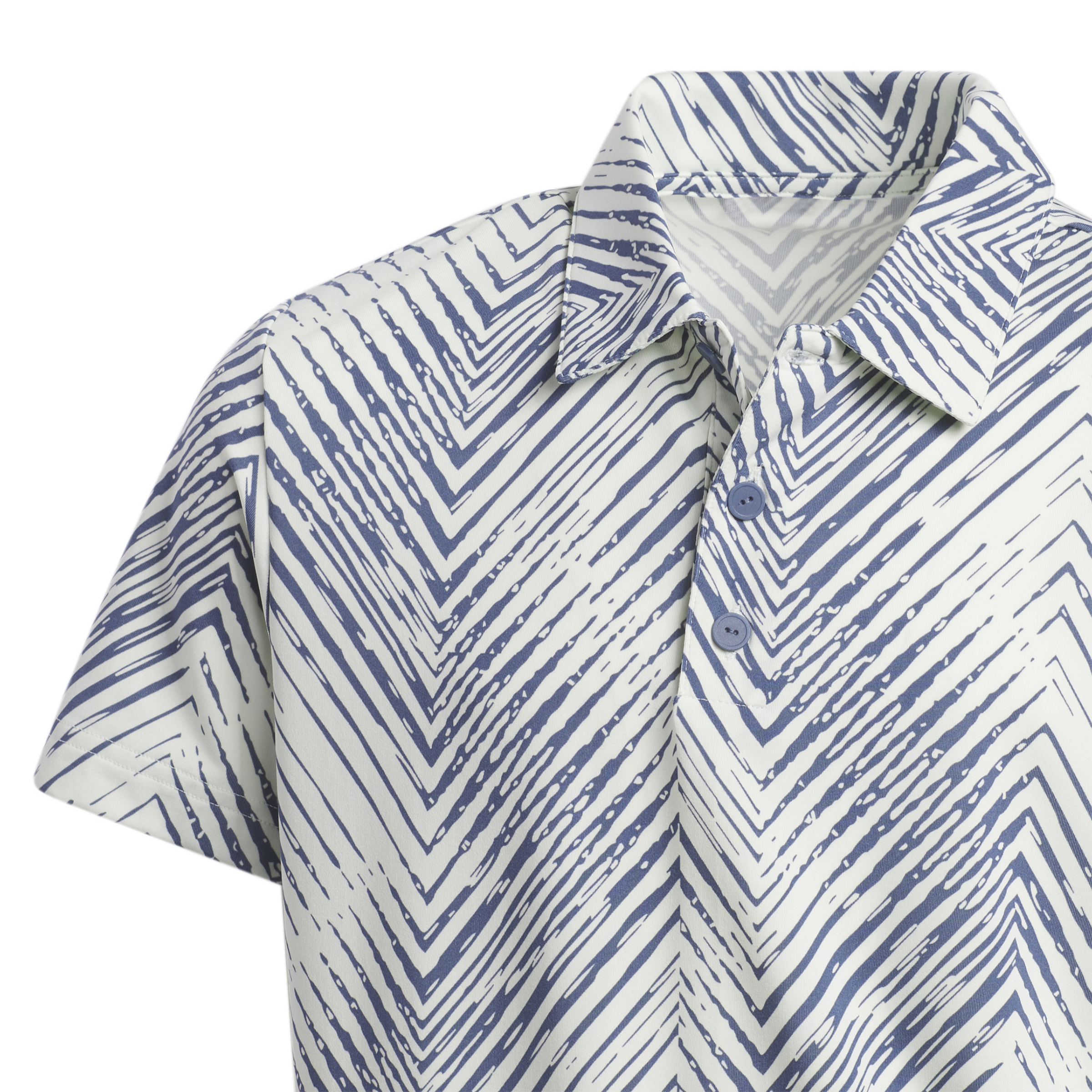 Close up of including the collar of an Adidas Boys Herringbone Scripted Polo Shirt Kids