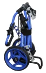 a folded Rovic RV3J Junior golf Trolley in Blue