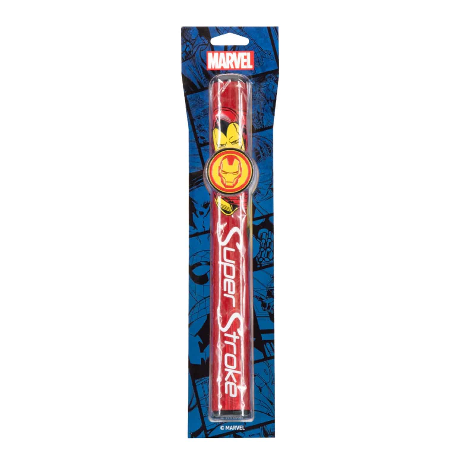 Superstroke Zenergy Tour 2.0 golf grip, with a marvel Iron Man inspired design.