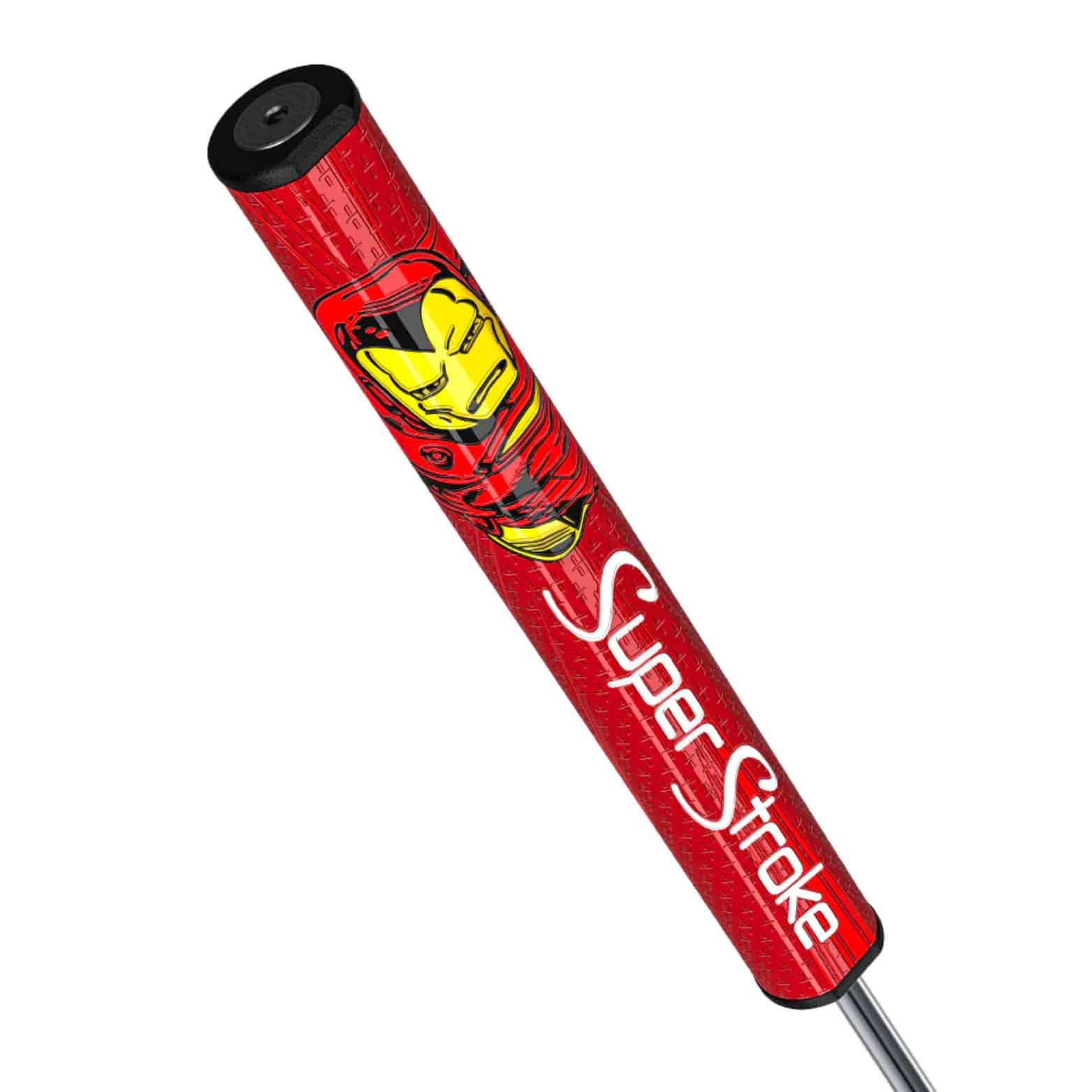 Superstroke Zenergy Tour 2.0 golf grip, with a marvel Iron Man inspired design.