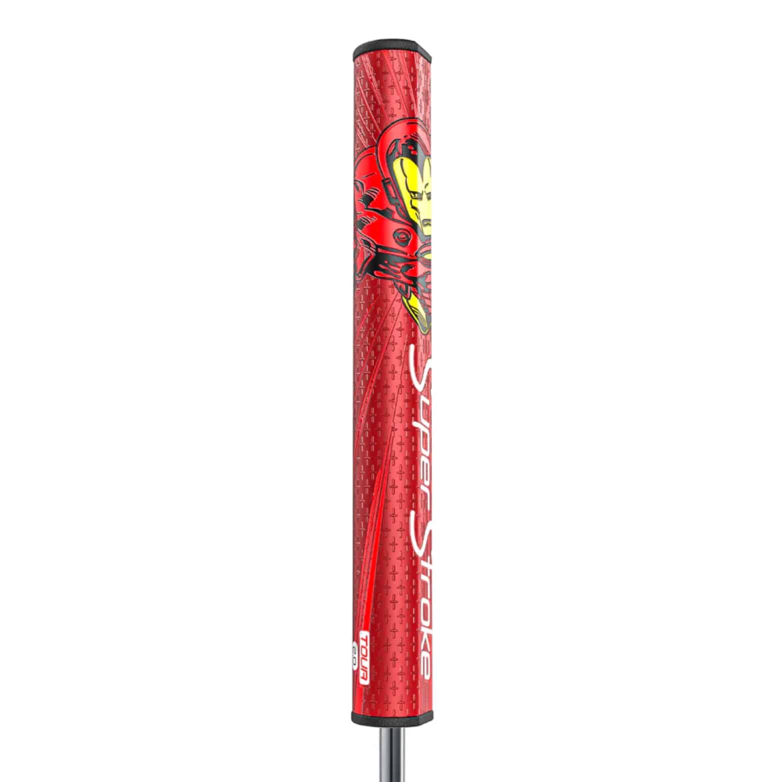 Superstroke Zenergy Tour 2.0 golf grip, with a marvel Iron Man inspired design.