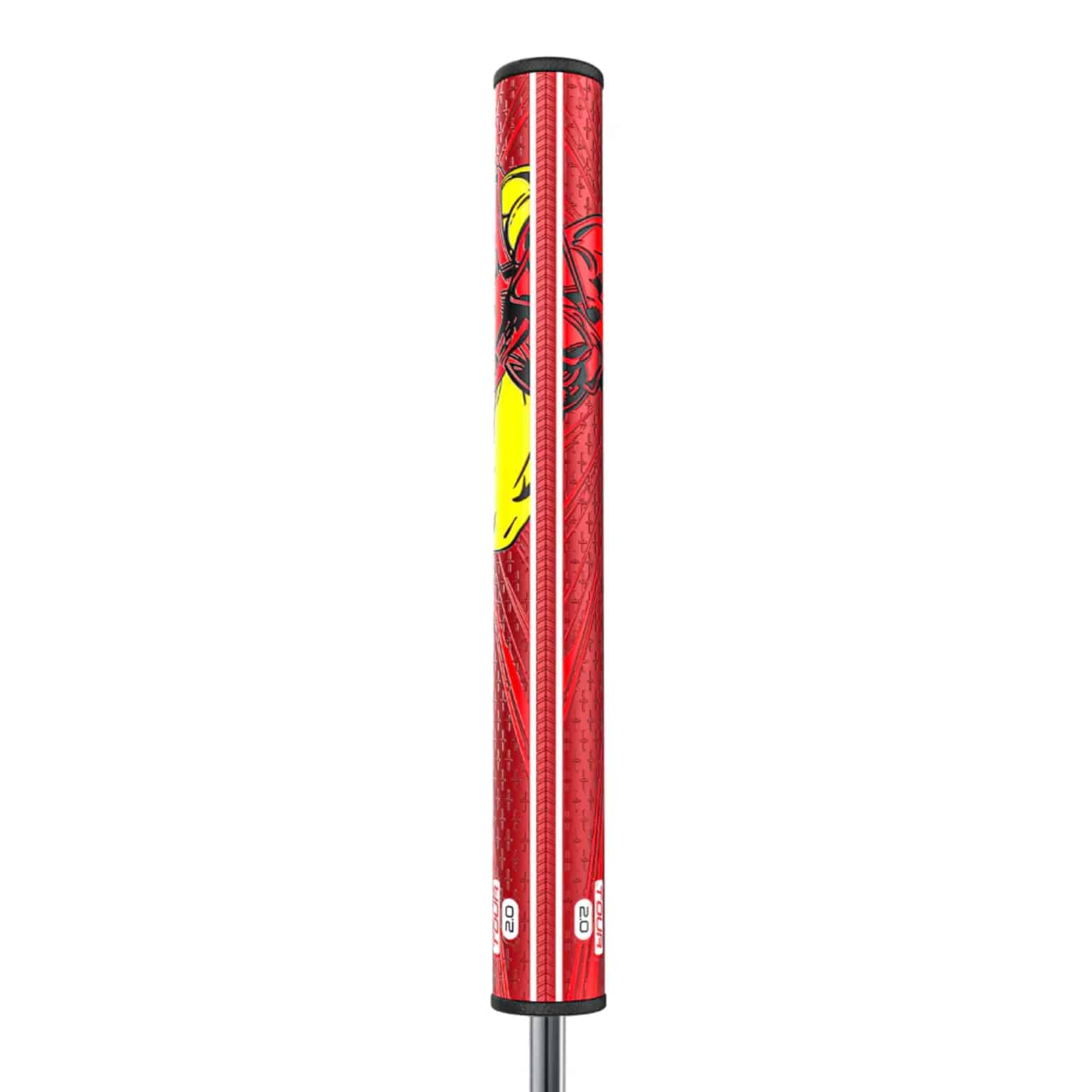 Superstroke Zenergy Tour 2.0 golf grip, with a marvel Iron Man inspired design.