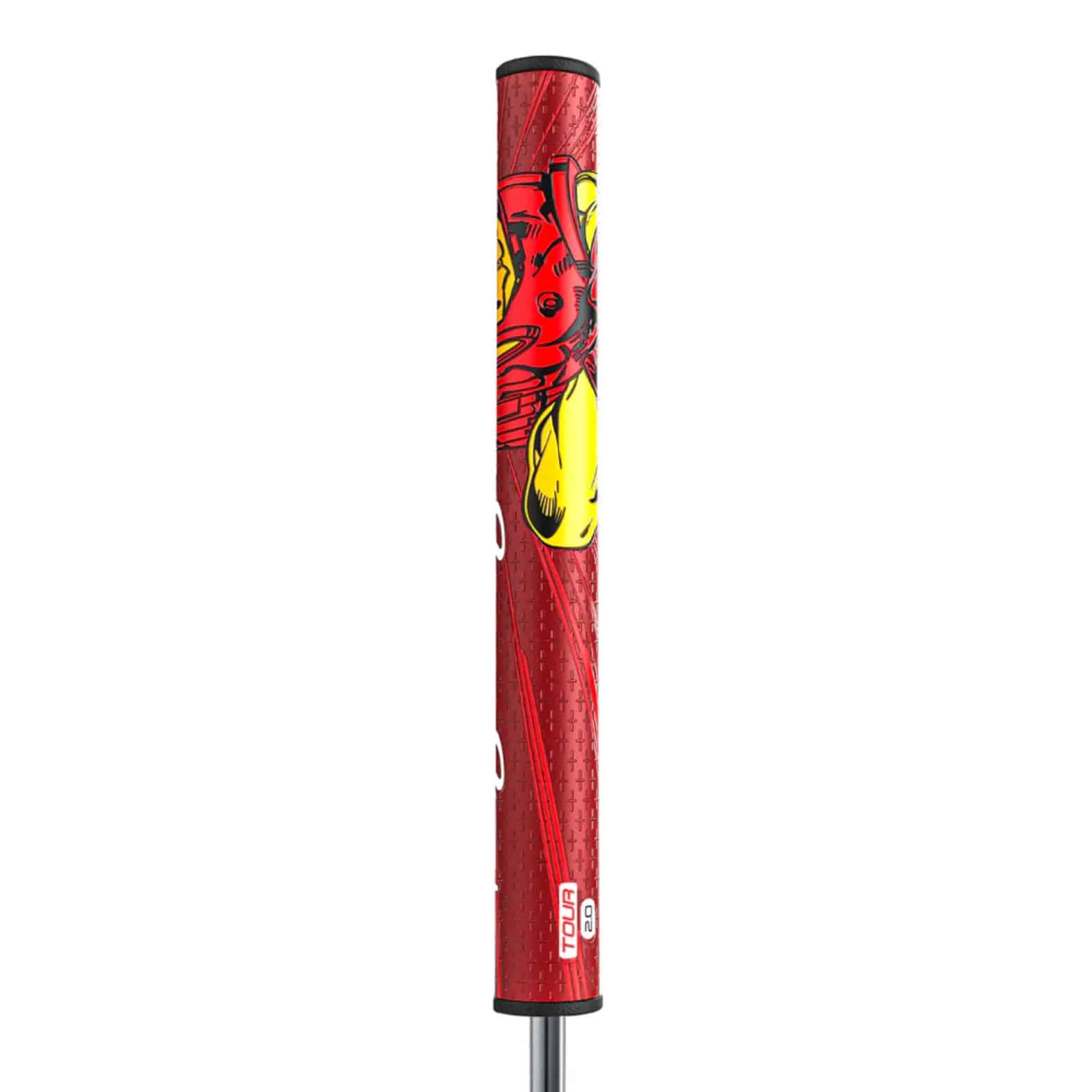 Superstroke Zenergy Tour 2.0 golf grip, with a marvel Iron Man inspired design.