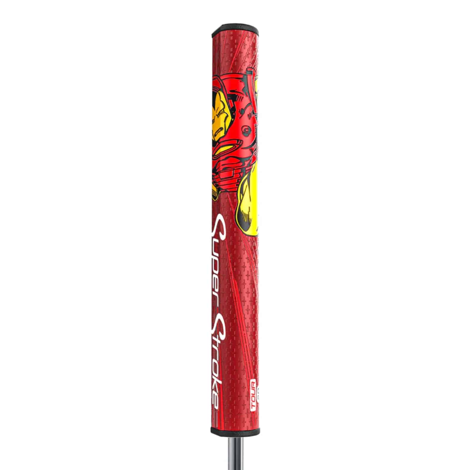 Superstroke Zenergy Tour 2.0 golf grip, with a marvel Iron Man inspired design.