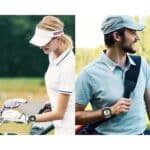 Voice Caddie A2 Golf GPS Watch as being modelled by 2 people.