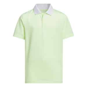 front view of the Adidas Boys ottoman striped polo shirt