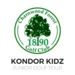 Charnwood Forest golf club logo featuring the Kondor Kidz Junior Golf Tour script underneath the logo