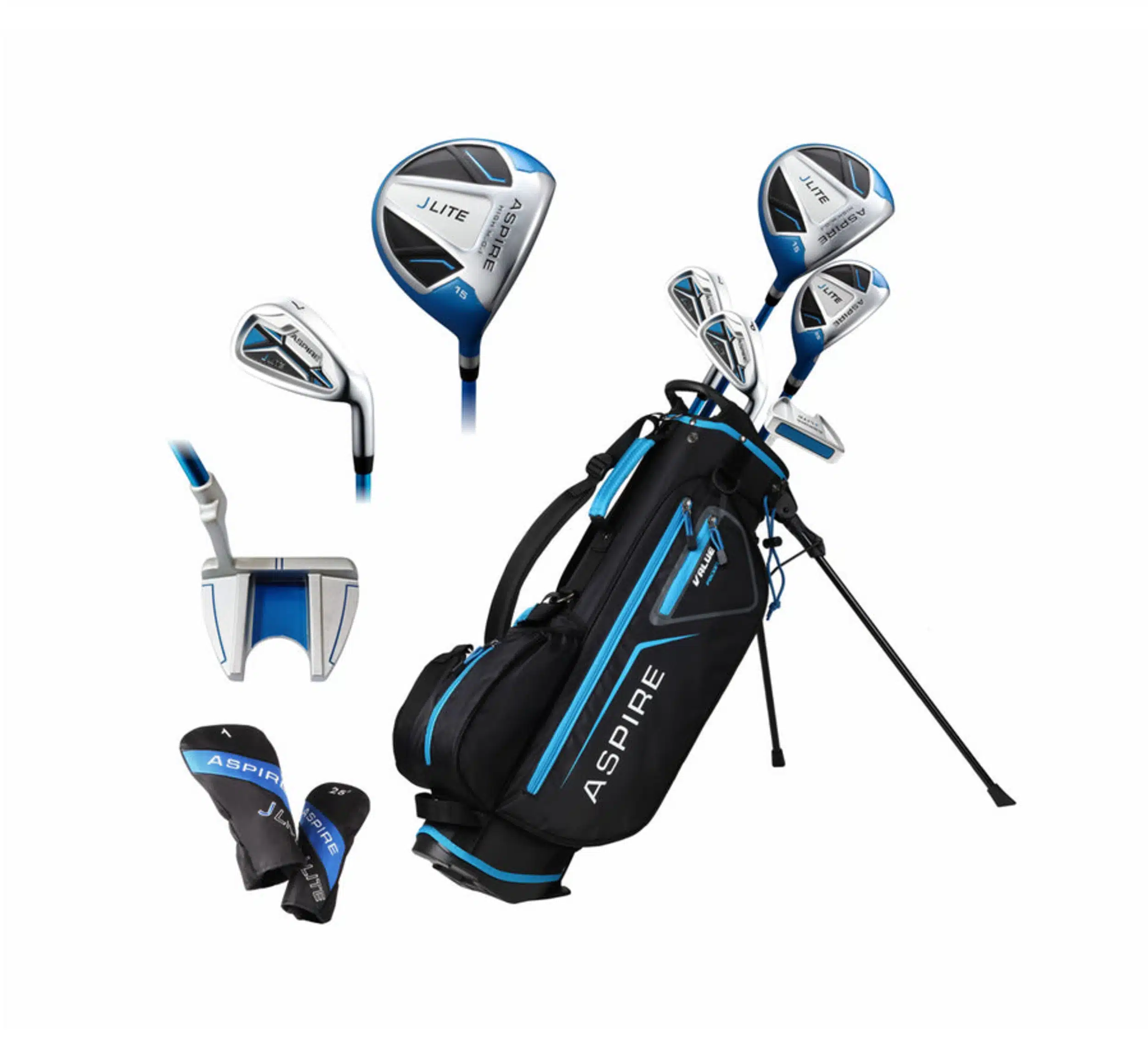 Skymax Aspire J-Lite junior golf set 112–132cm right hand with lightweight clubs and stand bag for kids