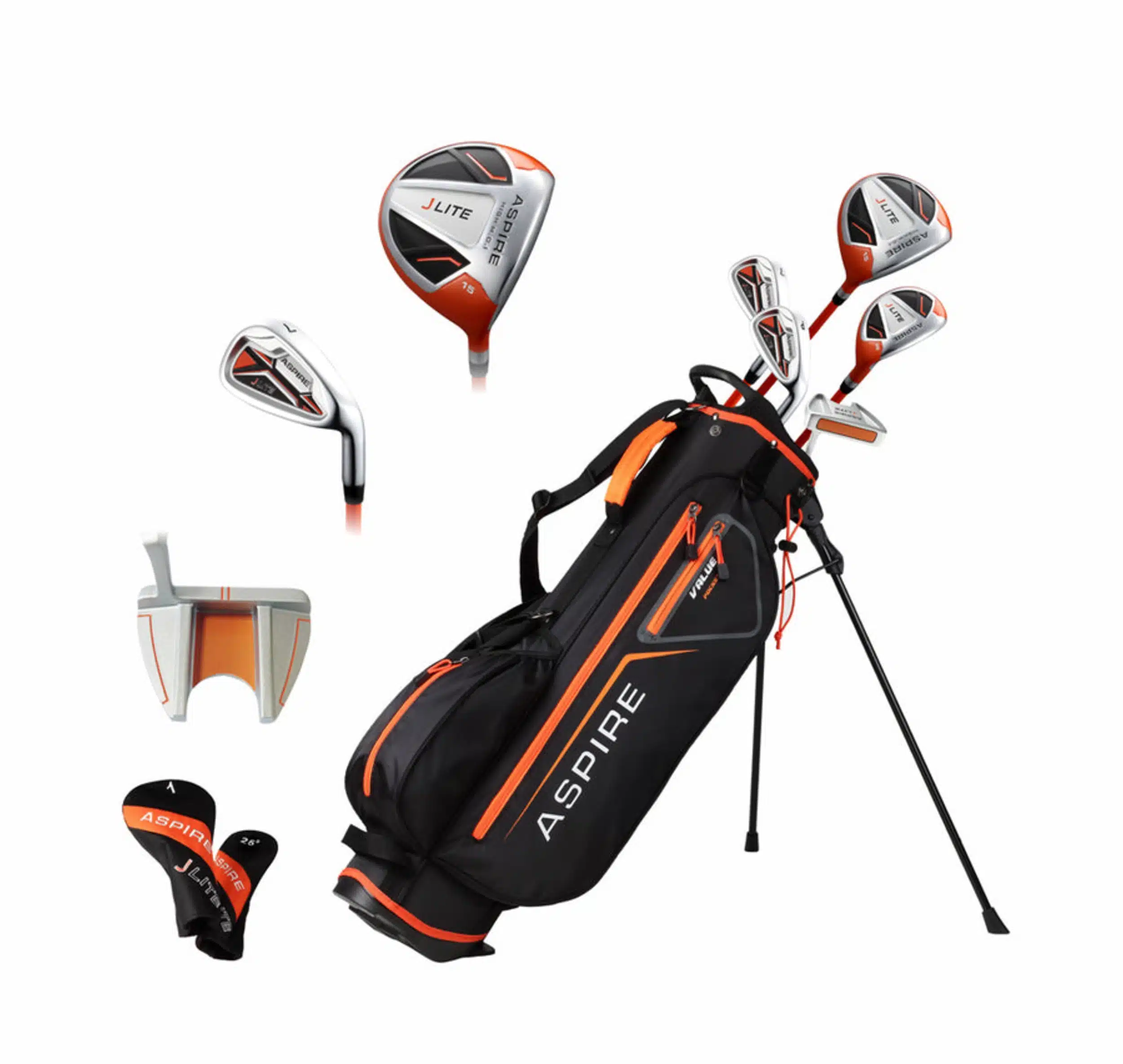 Skymax Aspire J-Lite junior golf set 133–155cm right hand with lightweight clubs and stand bag for kids